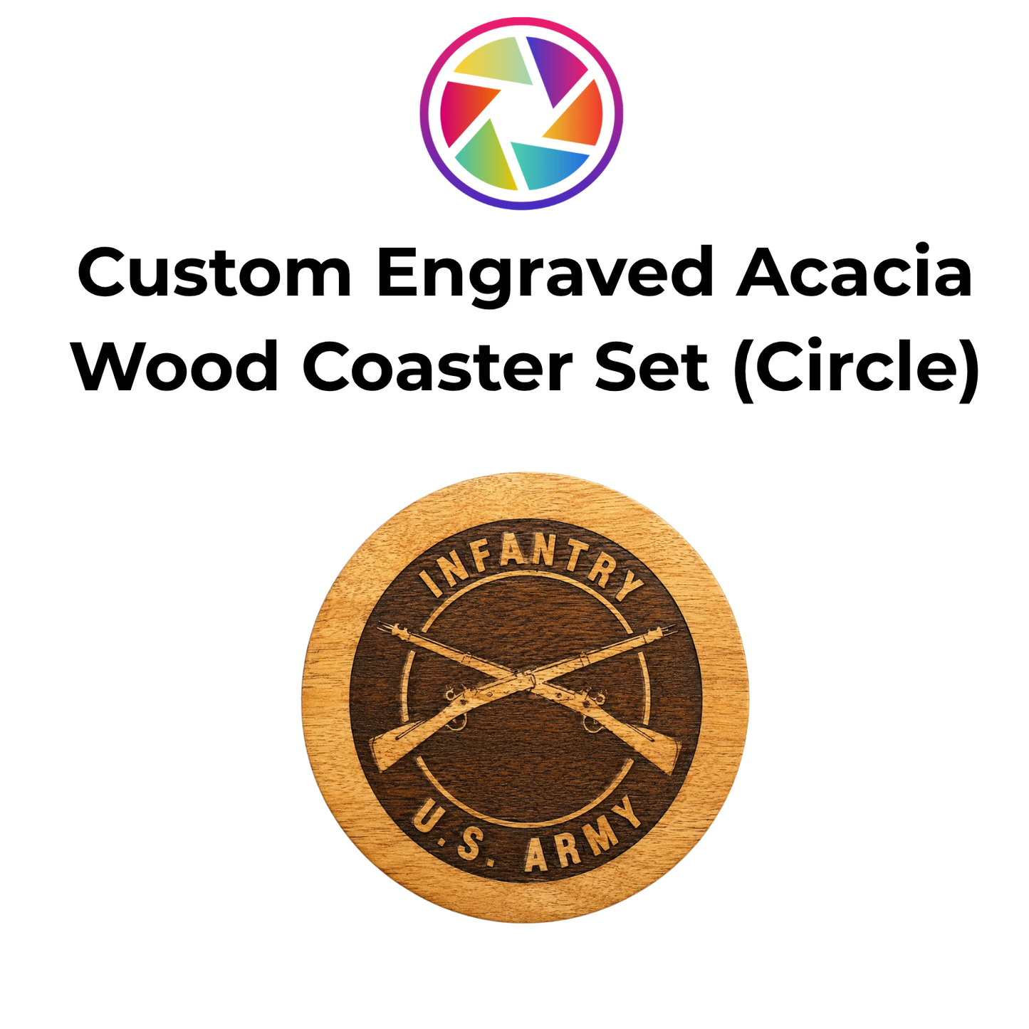 Acacia Wood Coaster Set of 4 (Chunky Circle)