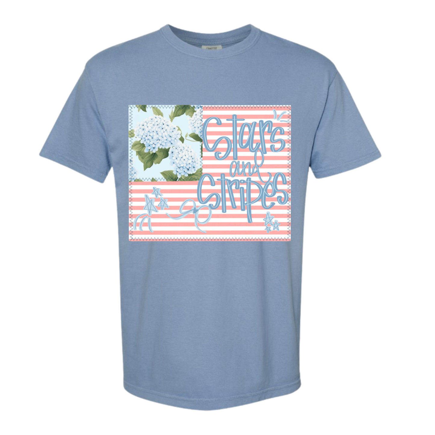 Stars & Stripes Hydrangea Patchwork Tee