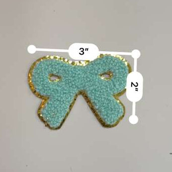 Blue Glitter Bow Chenille Patch
