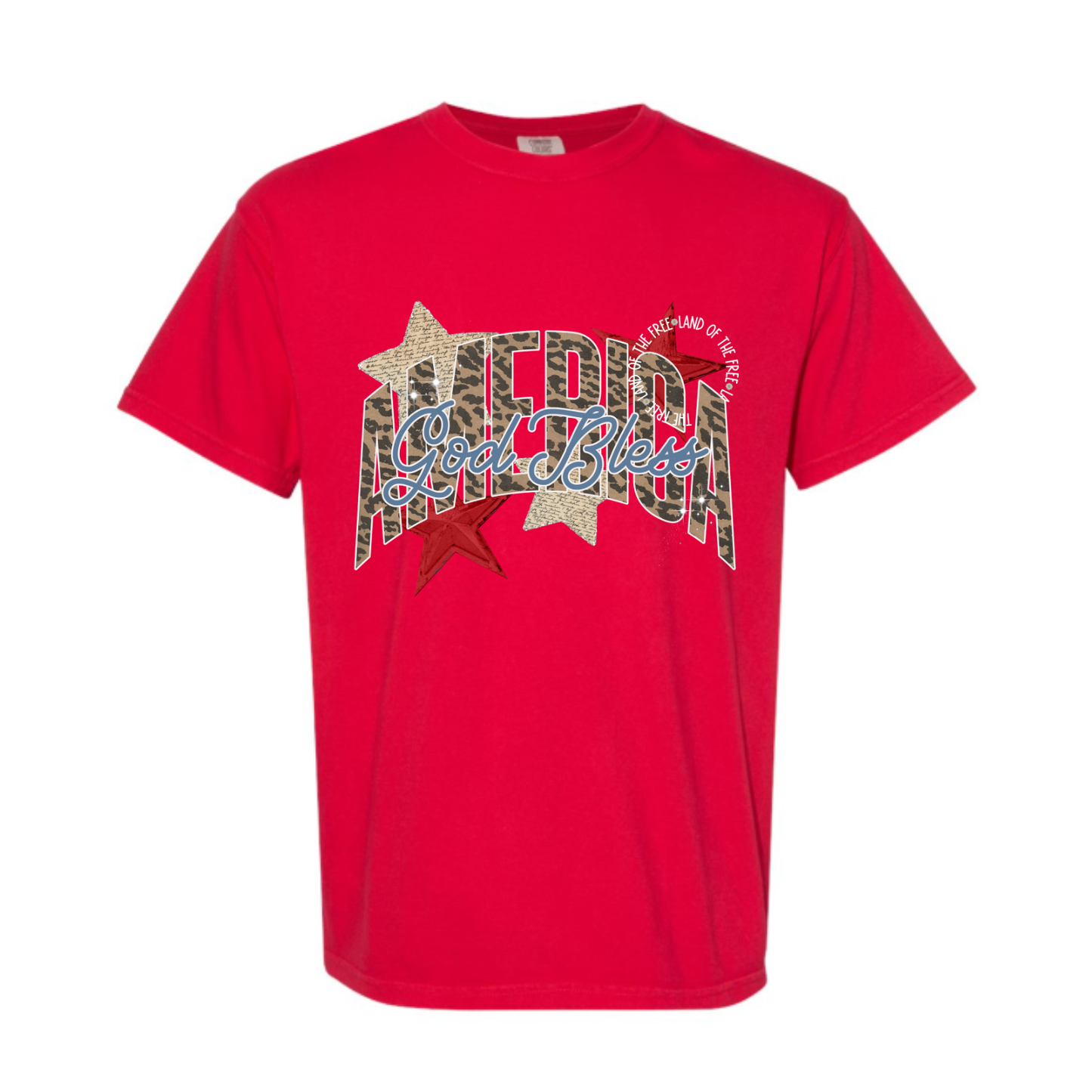 God Bless America Leopard Patriotic Tee