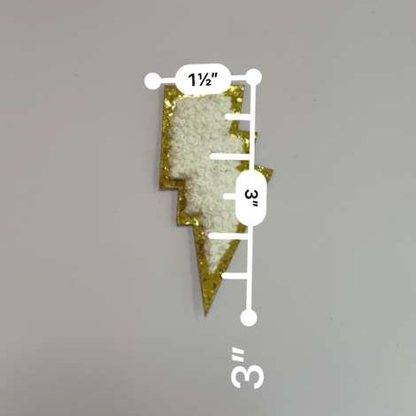 Golden Glow Teddy Lightning Bolt Patch – White