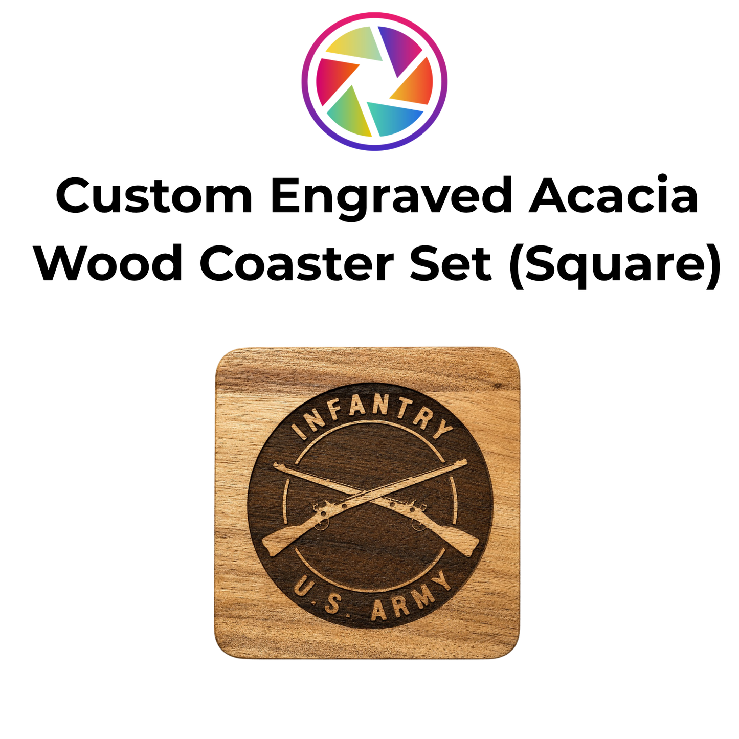 Acacia Wood Coaster Set of 4 (Chunky Square)