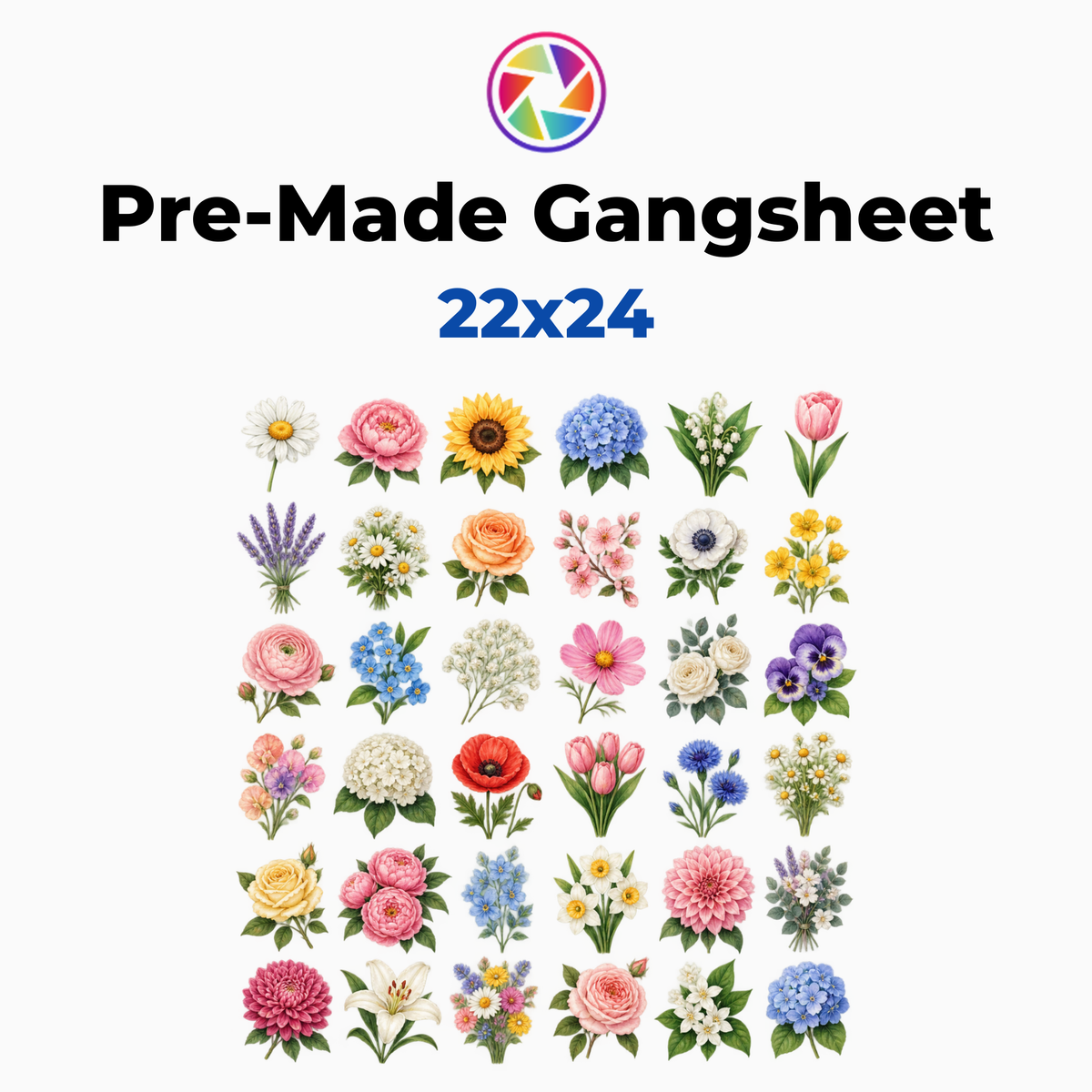 Floral Front Left Chest 22x24
