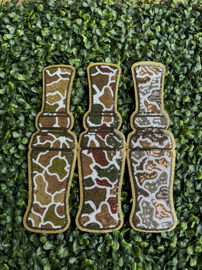 Camo Duck Call Full Front Sequin Chenille Patch