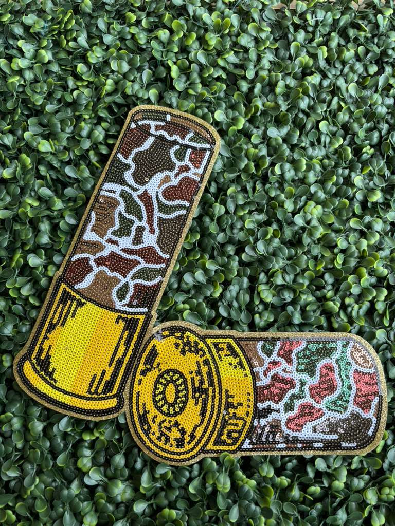 Camo Shotgun Shell Full Front Sequin Chenille Patch