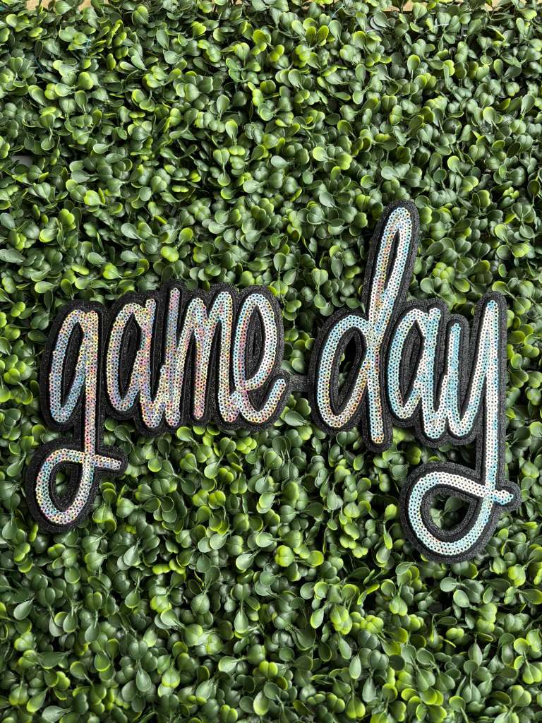 Game Day Script Full Front Sequin Chenille Patch