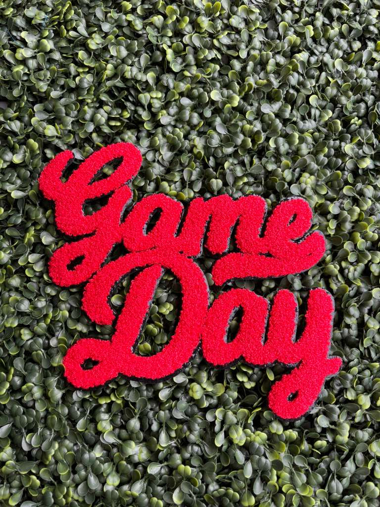 Game Day Full Front Chenille Patch – Red Script