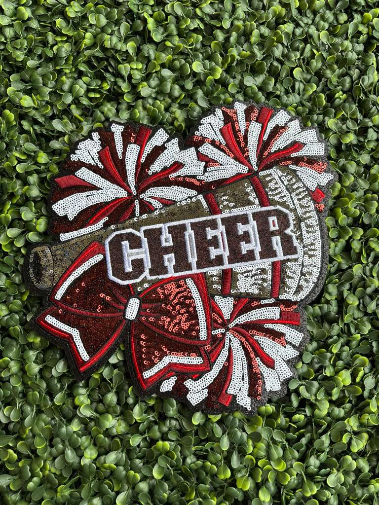 Game Day Cheer Megaphone Full Front Sequin Chenille Patch