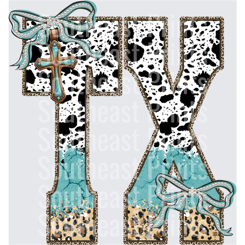TX Cowhide Turquoise