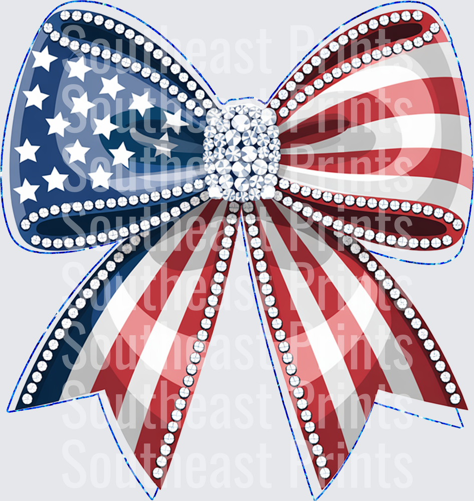 Patriotic Rhinestone Bow