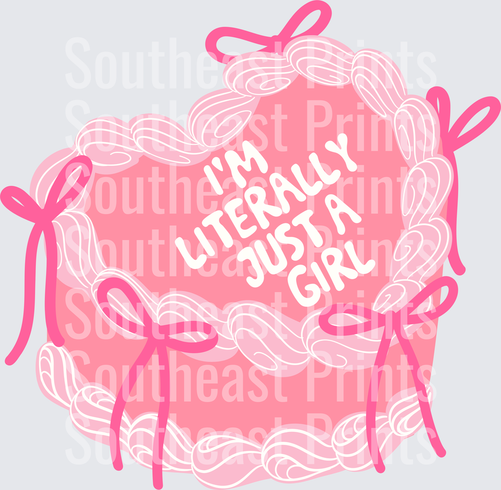 Literally Just A Girl Pink Hair Bow Typography Design