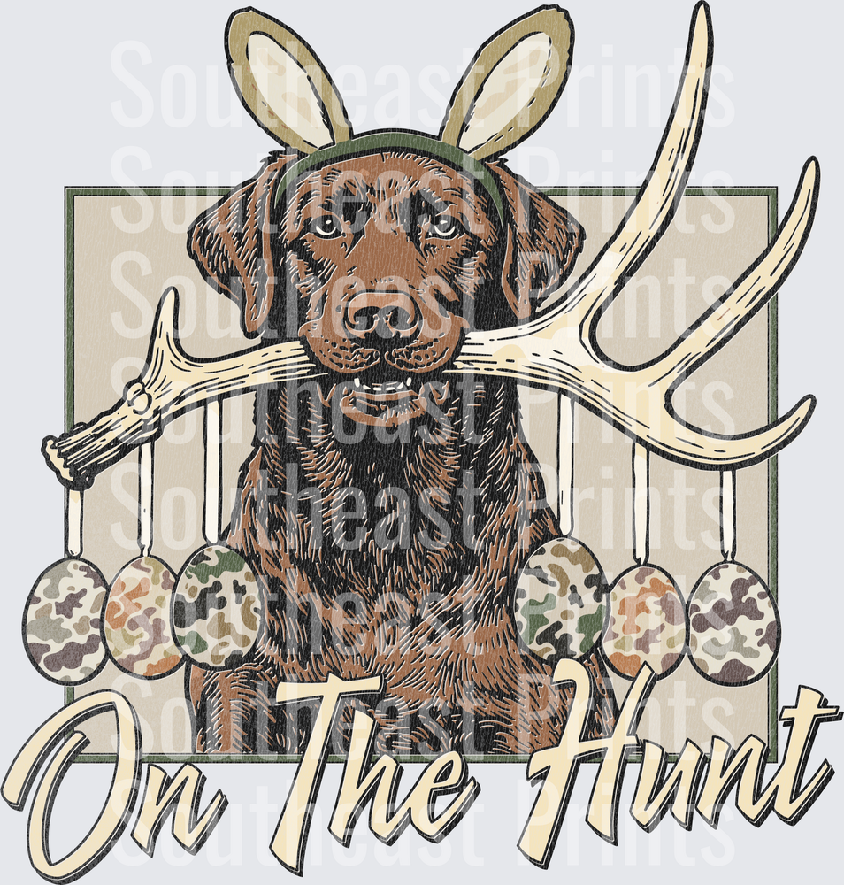 Chocolate Lab Dog with Antlers