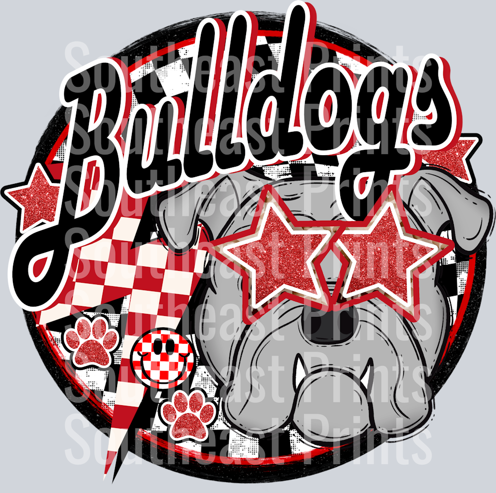 Preppy Bulldogs Red Circle