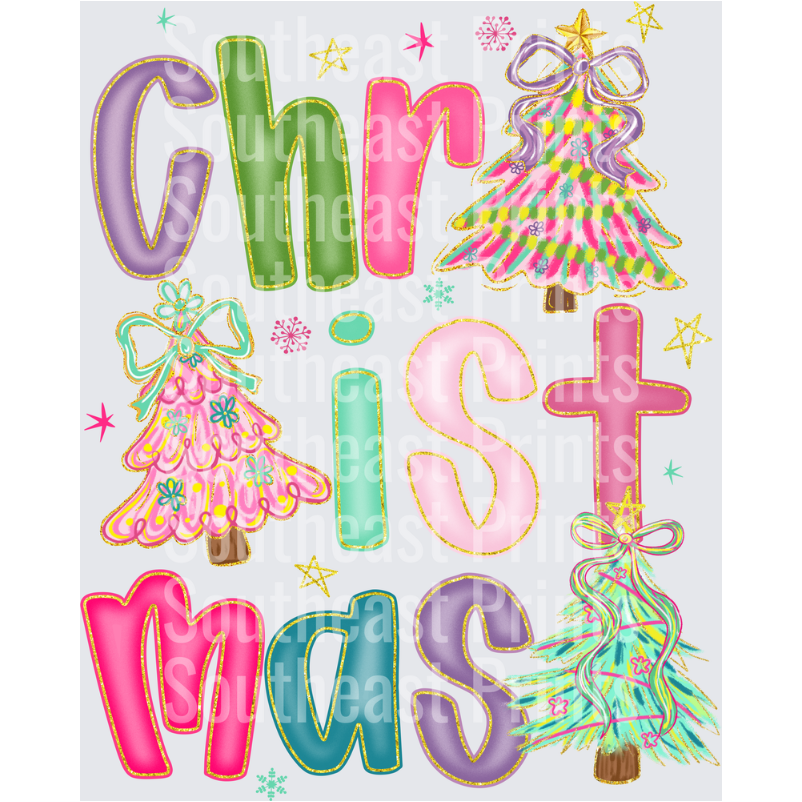 Colorful Christmas Typography Trees