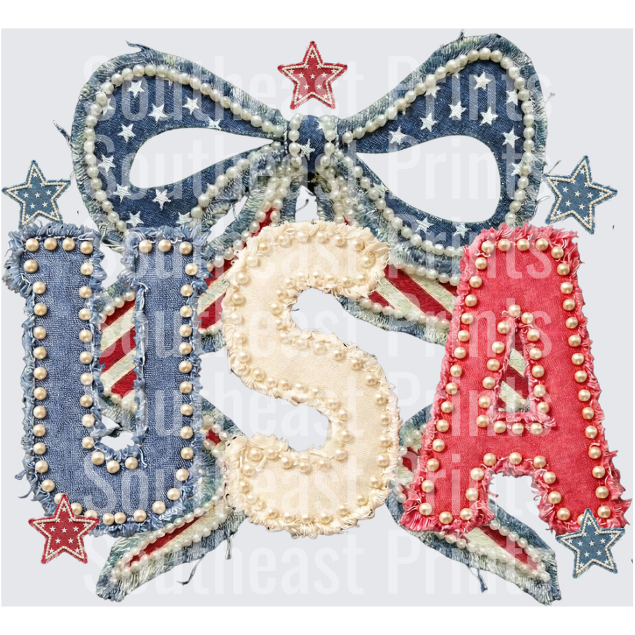 Patriotic Pearl USA Bow