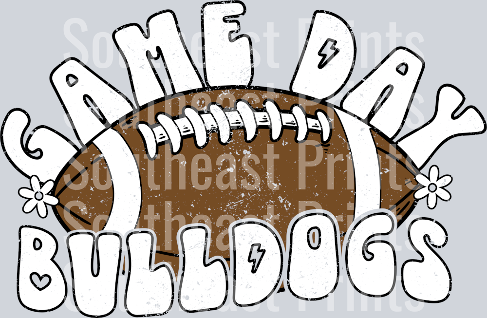 Retro Football Game Day Bulldogs
