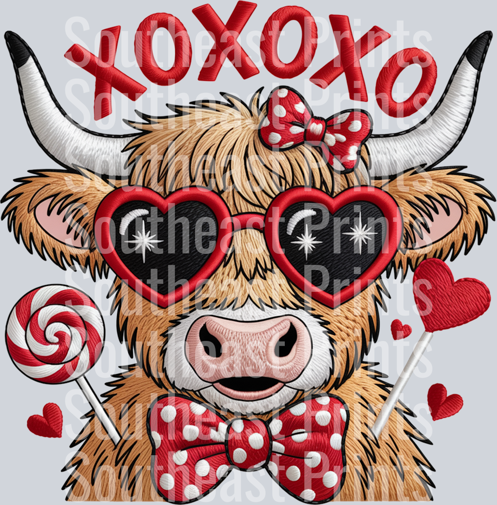 Valentine Highland Cow Faux