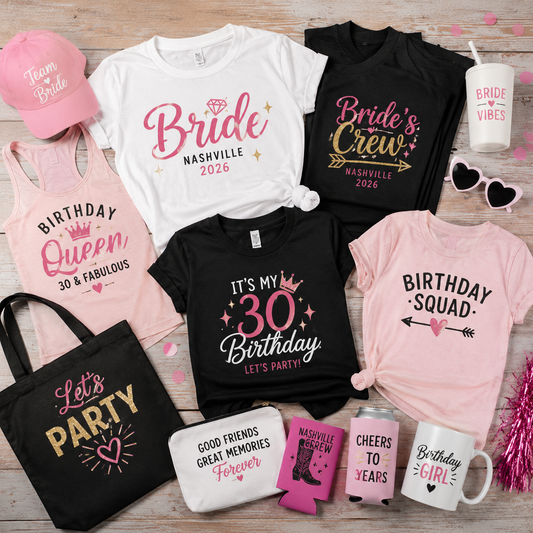 DTF Transfers for Bachelorette and Birthday Party Apparel