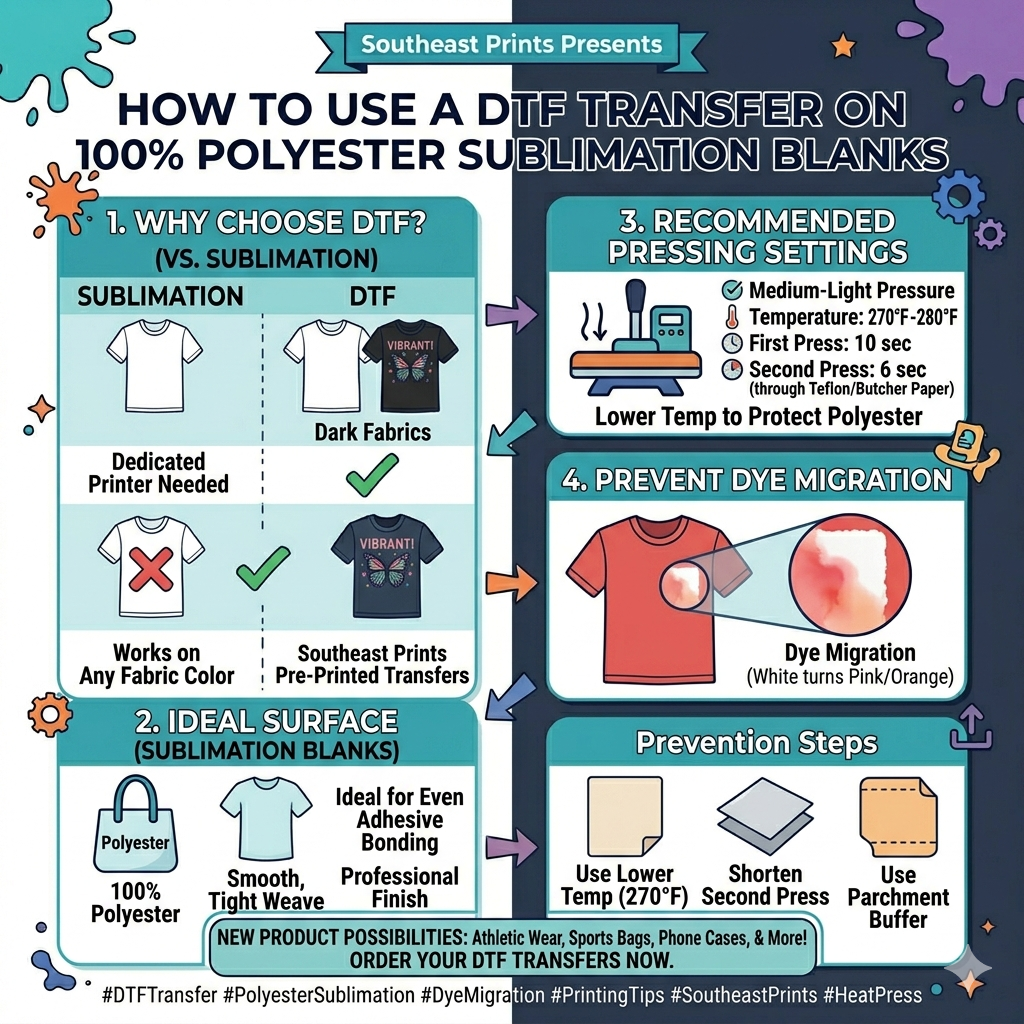 How to Use a DTF Transfer on 100% Polyester Sublimation Blanks