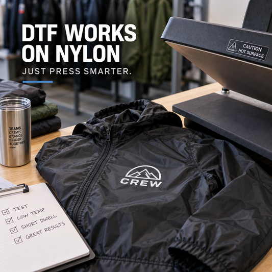 Pressing DTF on Nylon, Jackets, and Other Heat-Sensitive Fabrics