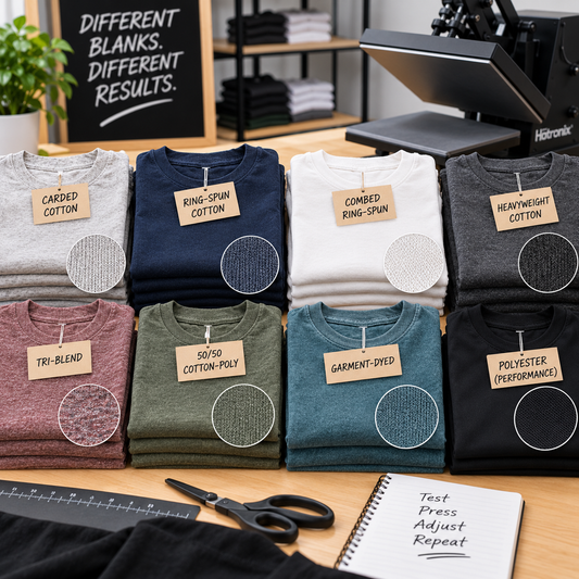 Tri-Blends, Ring-Spun, and Heavyweight Tees: How Each One Presses