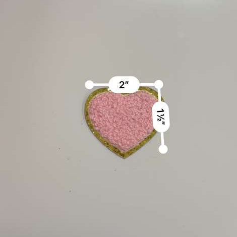 Pink Glitter Heart Chenille Patch