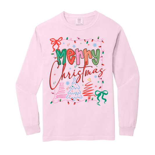 Merry Christmas Pinky Comfort Colors® Longsleeve