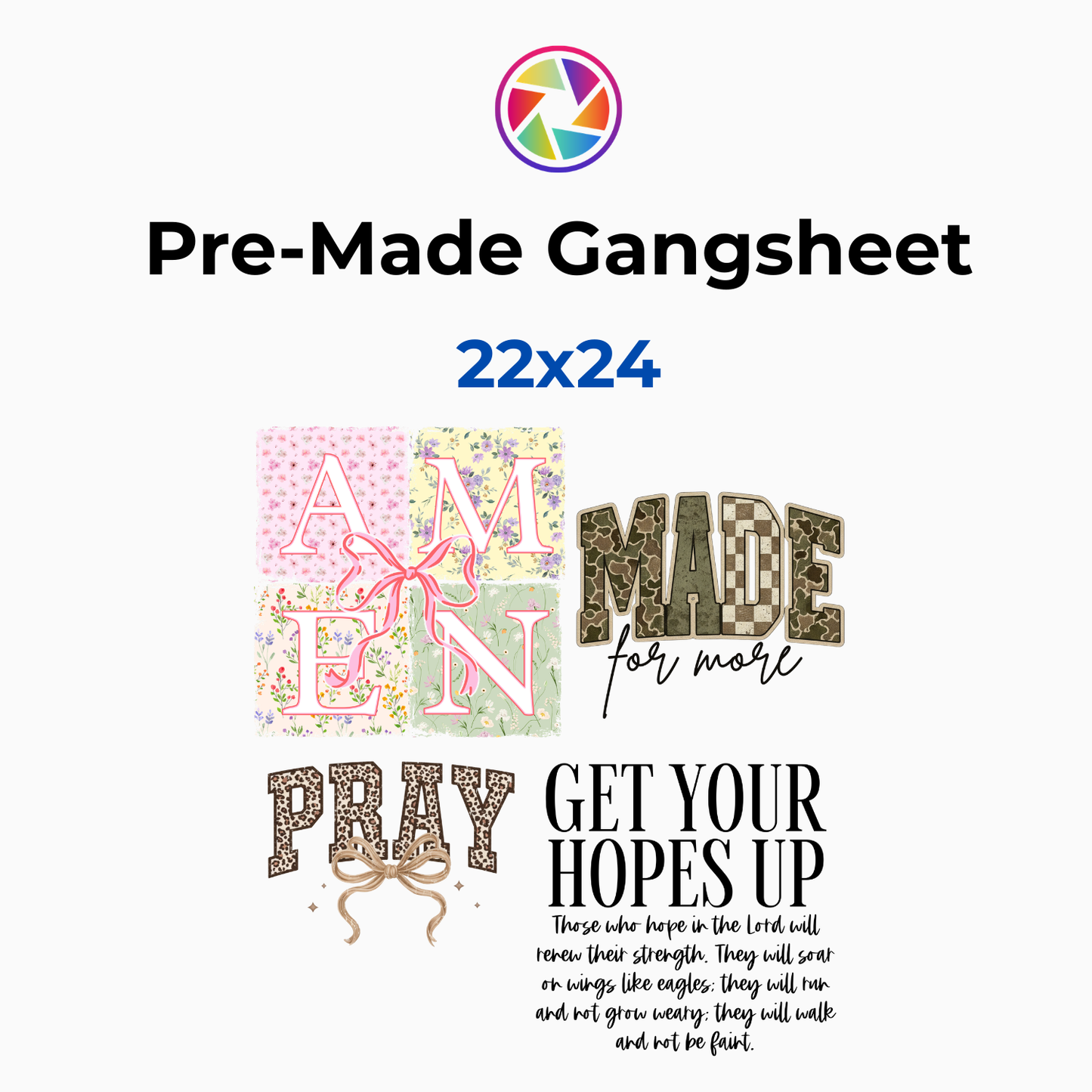 Religious 3 Gangsheet 22x24