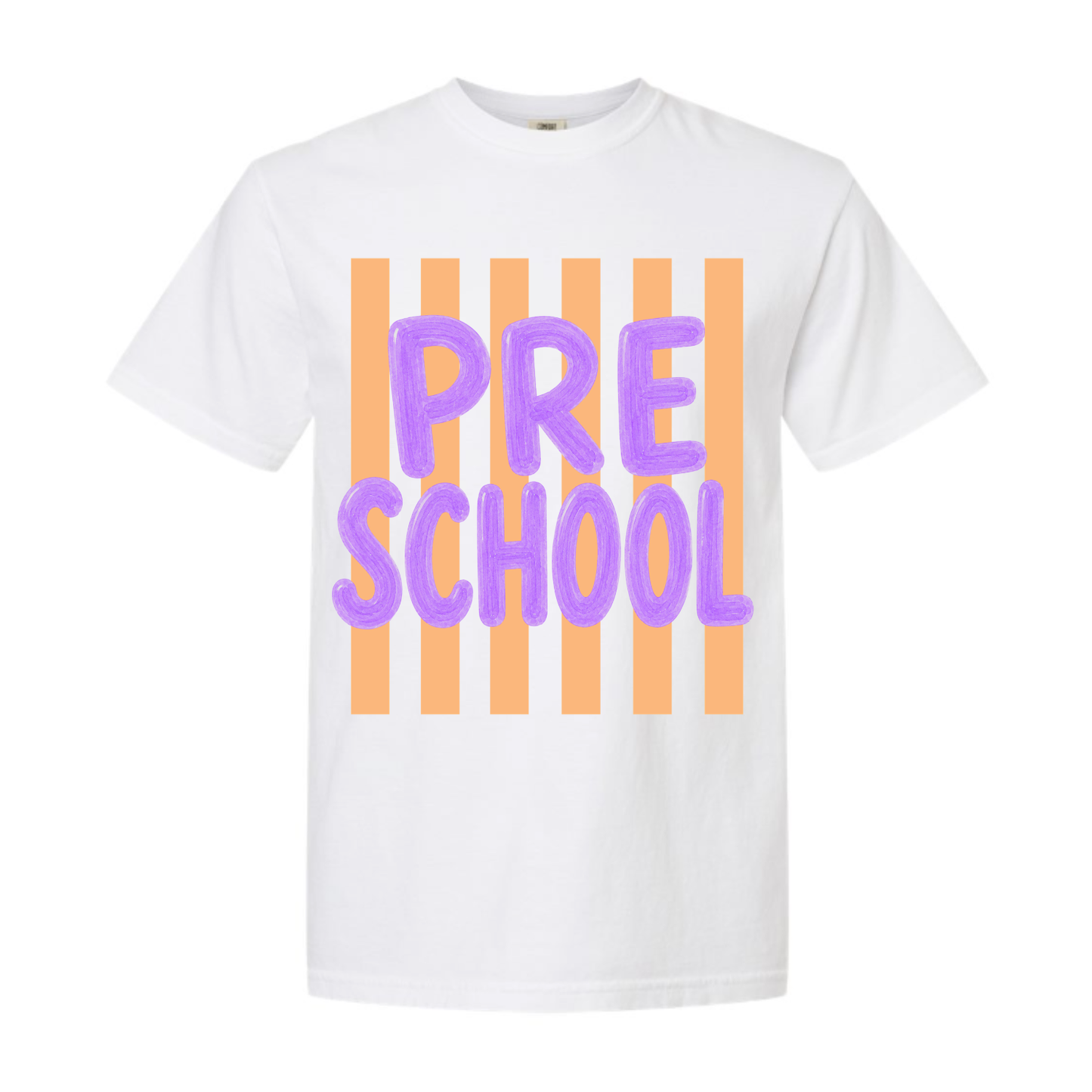 Pre School balloon letter Comfort Colors tee
