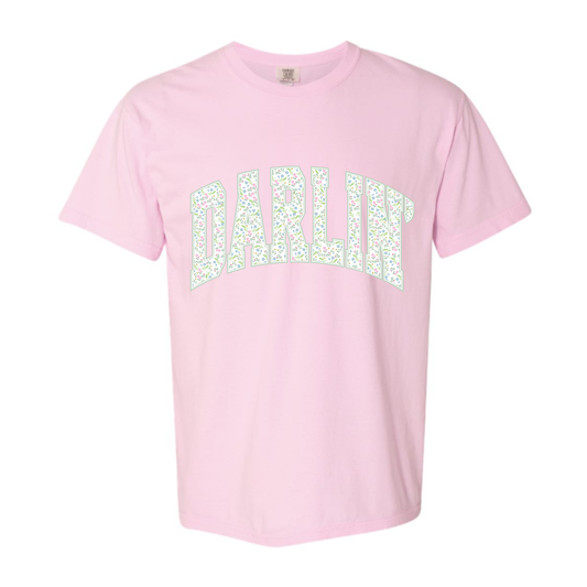 Darlin Floral Varsity Comfort Colors Tee