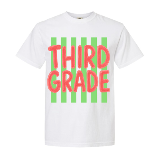 Third Grade balloon letter Comfort Colors tee
