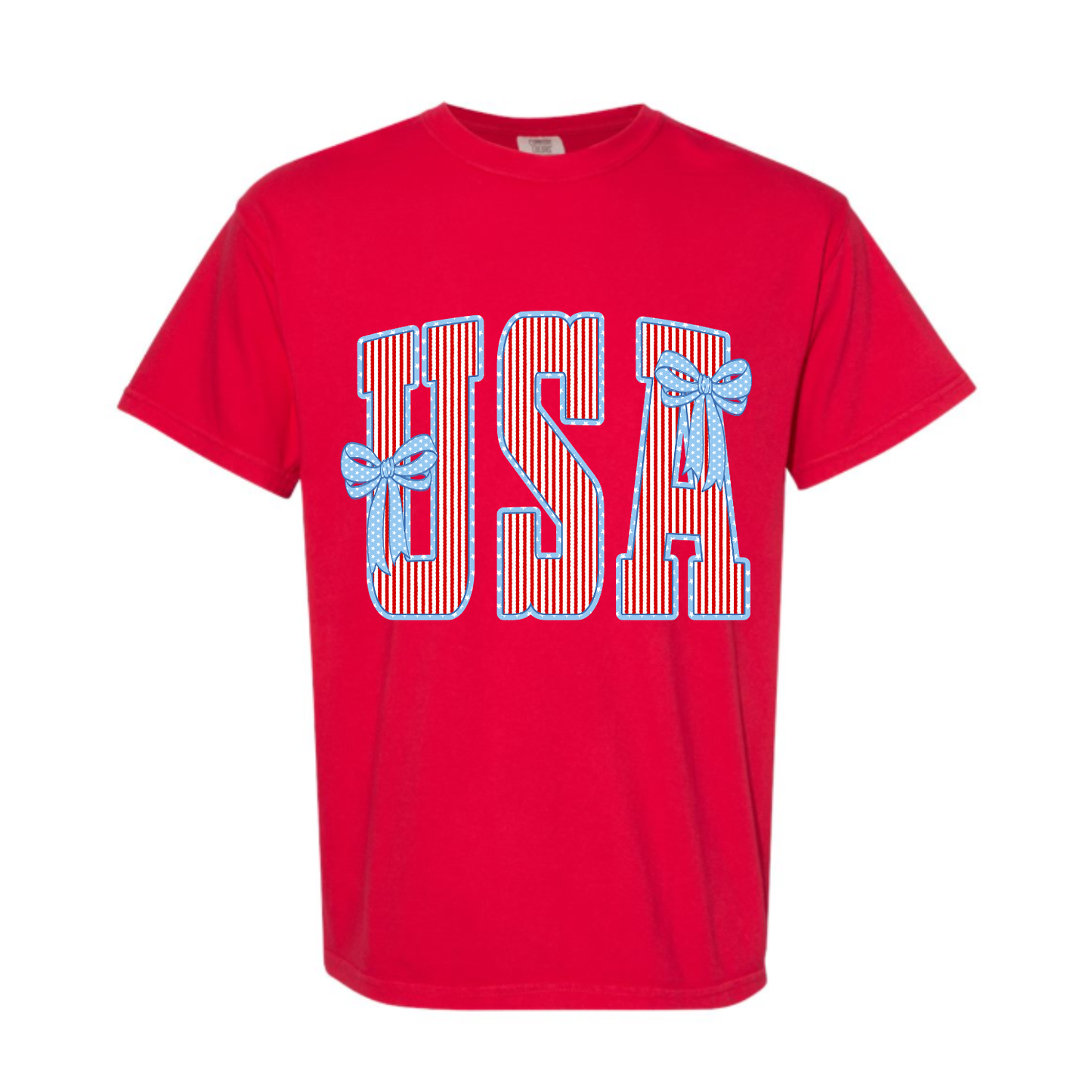USA Stripes & Bows Patriotic Tee