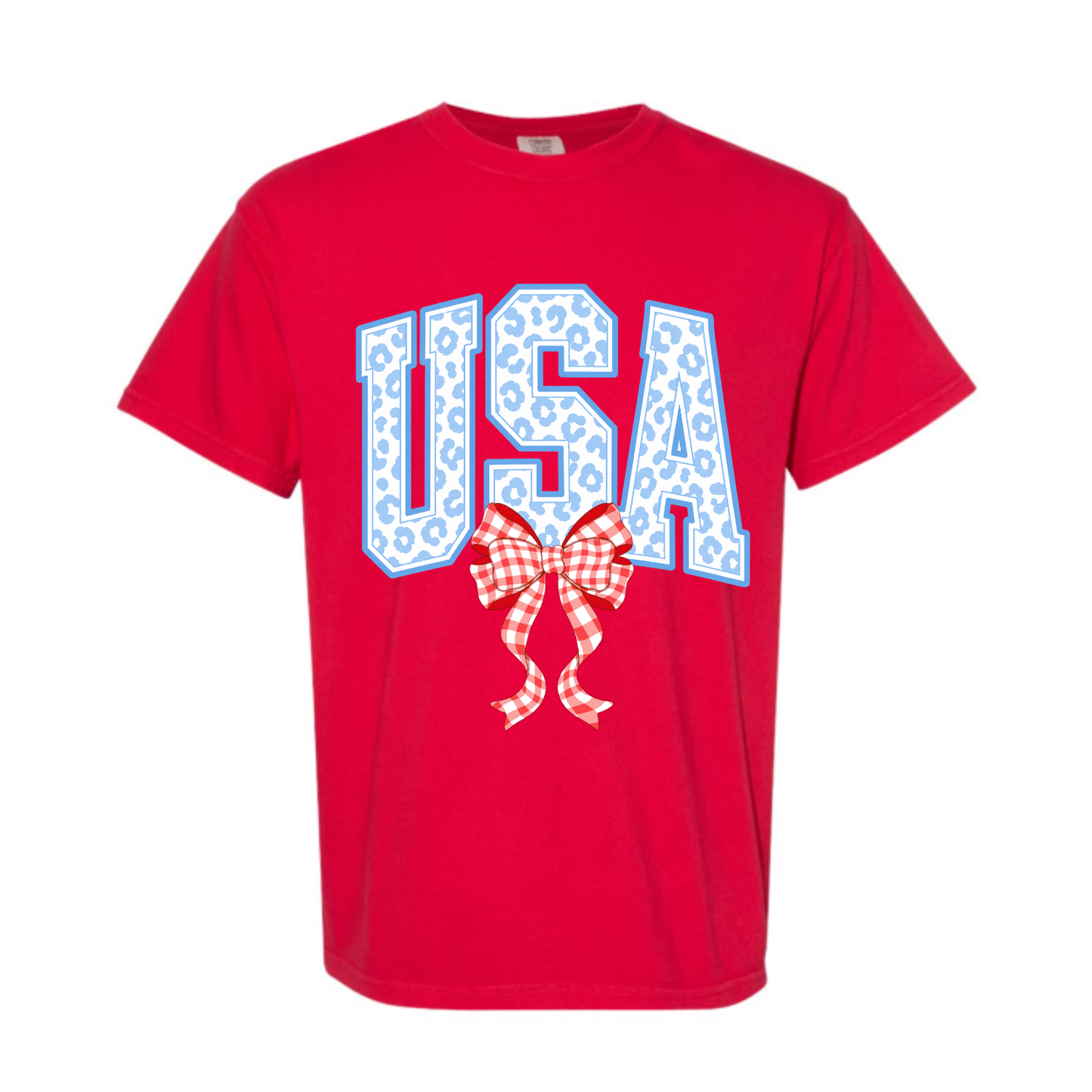 USA Leopard Bow Patriotic Tee