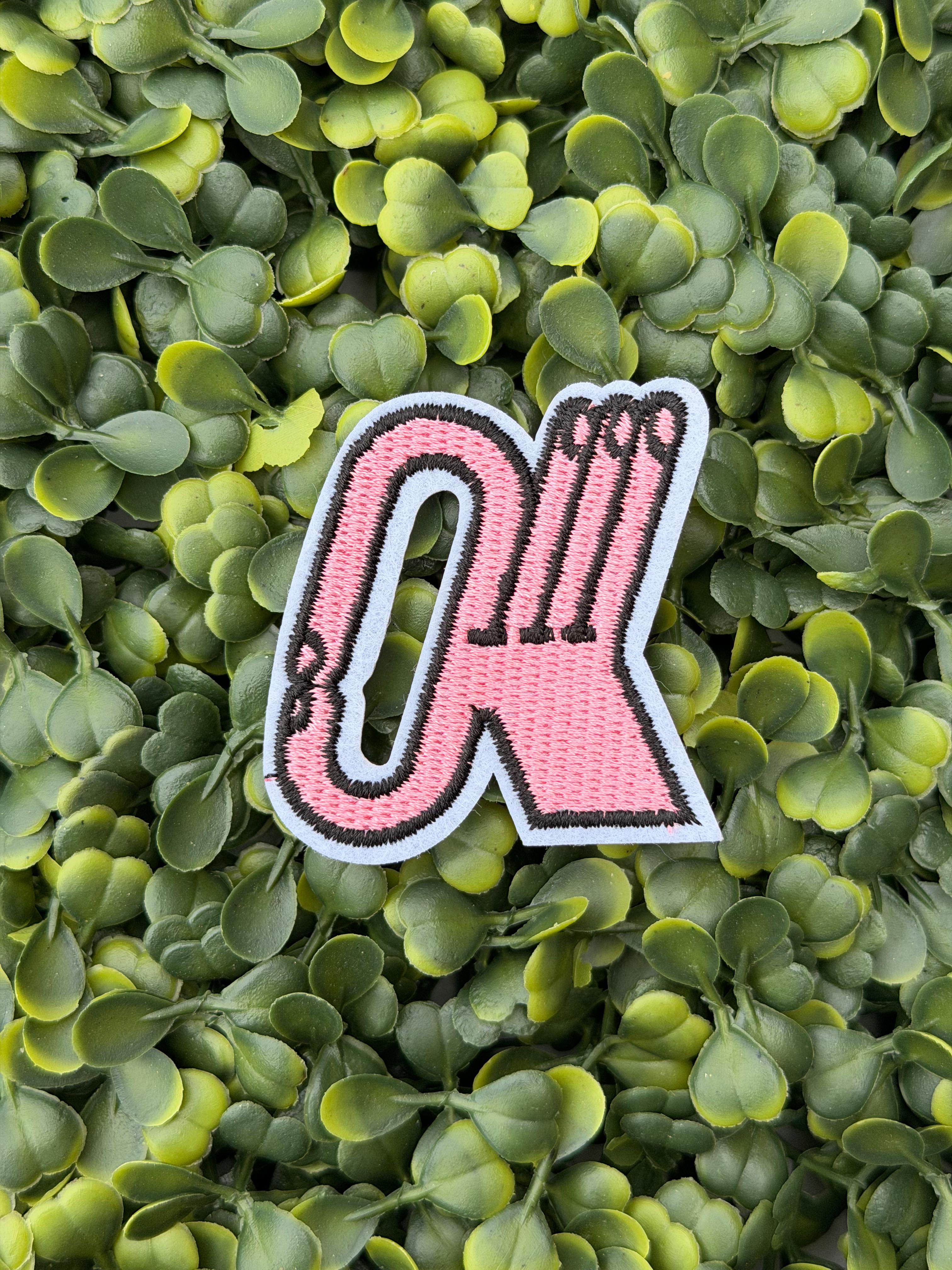 Pink Western Letter K Patch