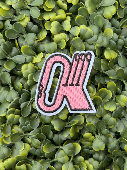 Pink Western Letter K Patch