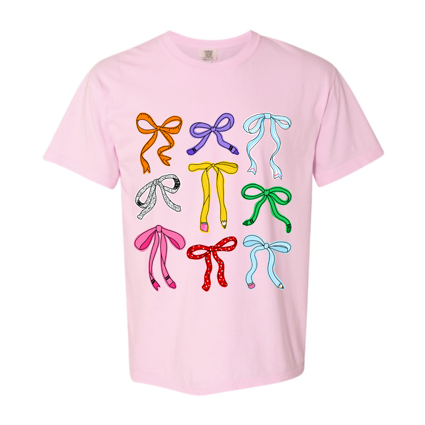 Trendy bows Comfort Colors tee, pink