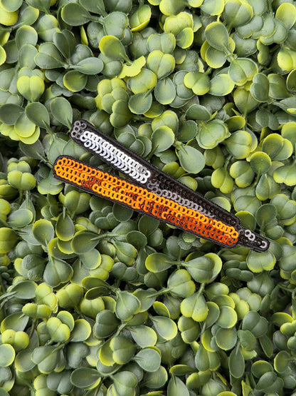 Black & Orange Sequin Flat Iron Patch