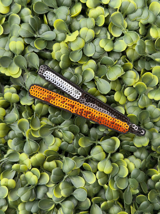 Black & Orange Sequin Flat Iron Patch