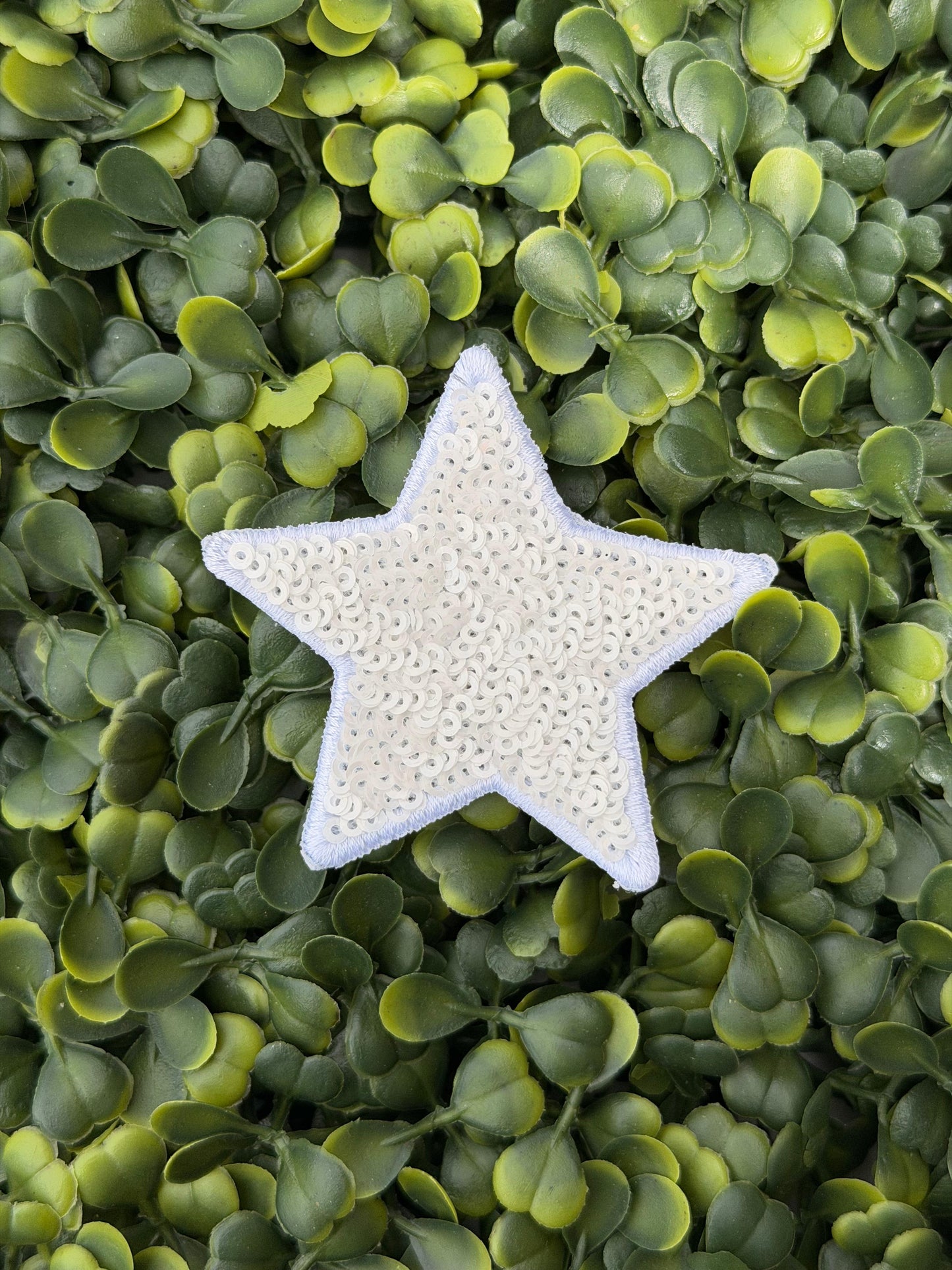 White Sequin Star Patch