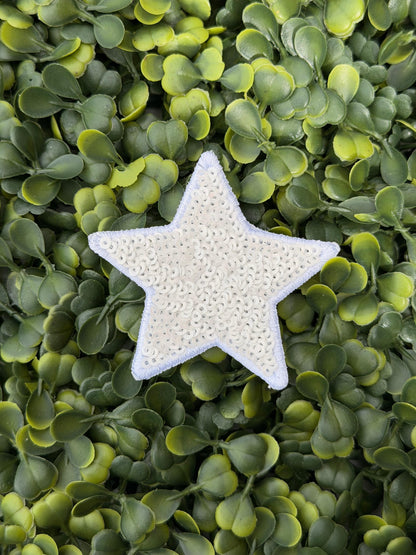 White Sequin Star Patch