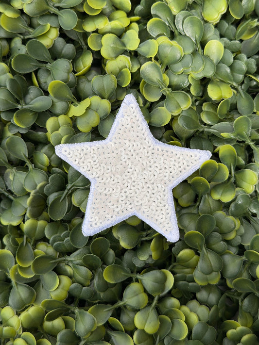 White Sequin Star Patch