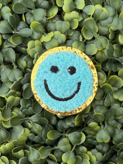 Aqua Teddy Smiley Patch