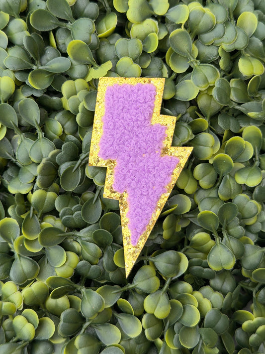 Lavender Pop Teddy Lightning Bolt Patch