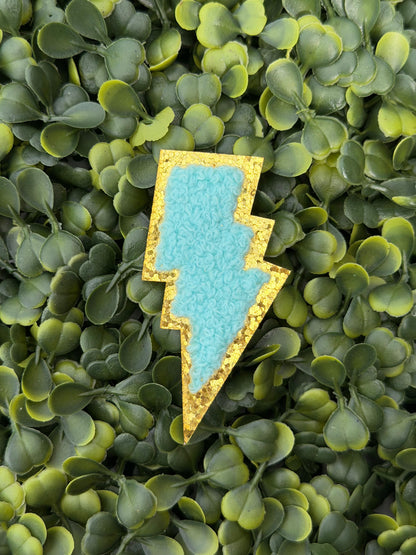 Frost Blue Teddy Lightning Bolt Patch