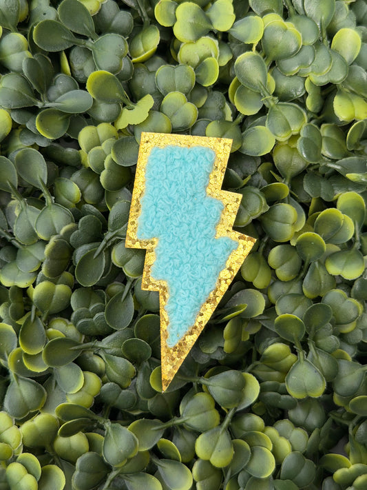 Frost Blue Teddy Lightning Bolt Patch