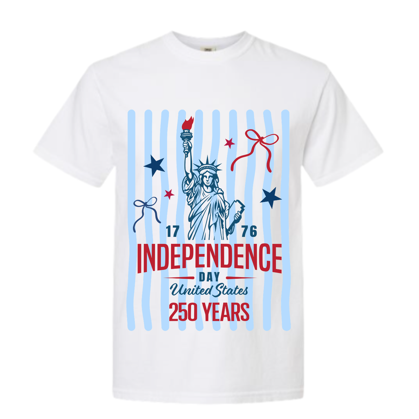 USA Blue Leopard Bow Tee