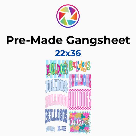 Bulldogs Retro School Spirit DTF Gang Sheet Bundle - 22x36