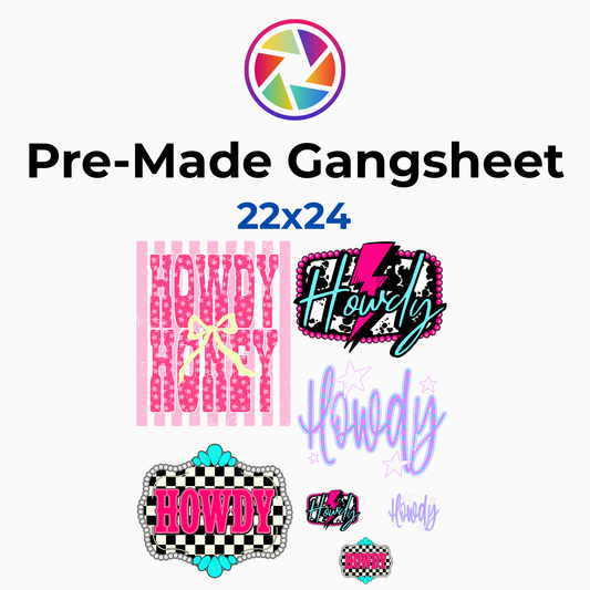 Pink & Black Howdy Coquette Collection Premade Gang Sheet 22x24