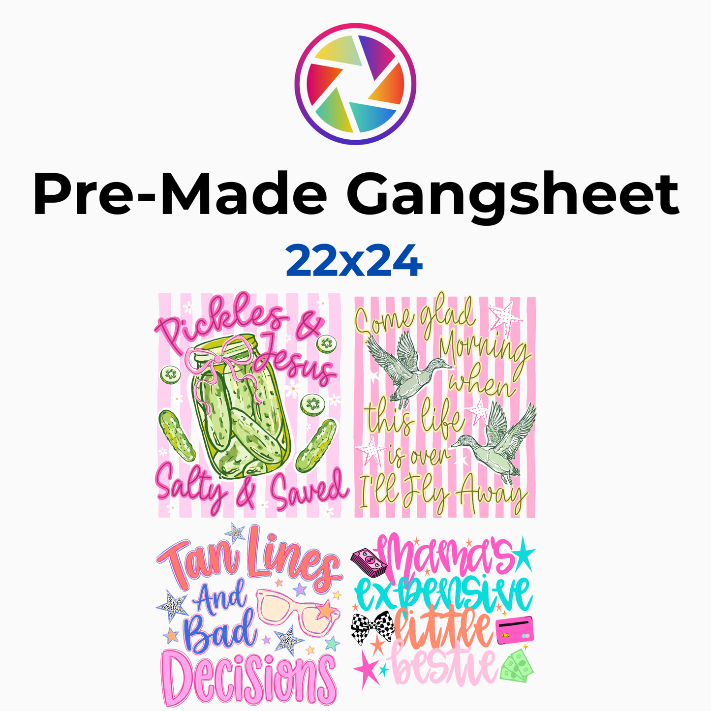 Stay Salty Summer Beach DTF Gang Sheet 22x24