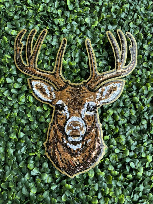 Buck Deer Full Front Sequin Chenille Patch